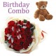 Birthday Package - Rose Bouquet + Teddy Bear 10 Inch Birthday Package - Rose Bouquet + Teddy Bear 10 Inch