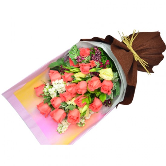 More Love 18 Pink Roses Bouquet More Love 18 Pink Roses Bouquet