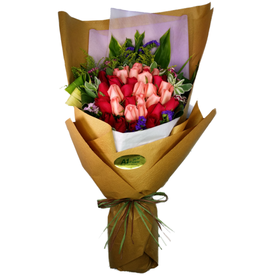 Three Dozen Mixed Colors Roses Bouquet Three Dozen Mixed Colors Roses Bouquet