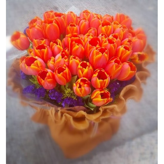 50pcs Orange Tulips Bouquet 50pcs Orange Tulips Bouquet