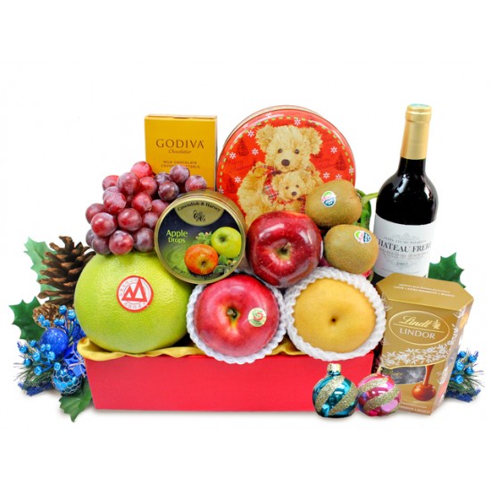 Christmas Fruits and Wine Godiva Chocolate Hamper Christmas Fruits and Wine Godiva Chocolate Hamper