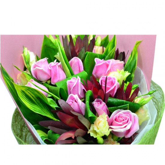 One Dozen Special Pink Color Roses Bouquet, Sleeping Queen Valentines Day One Dozen Special Pink Color Roses Bouquet, Sleeping Queen Valentines Day